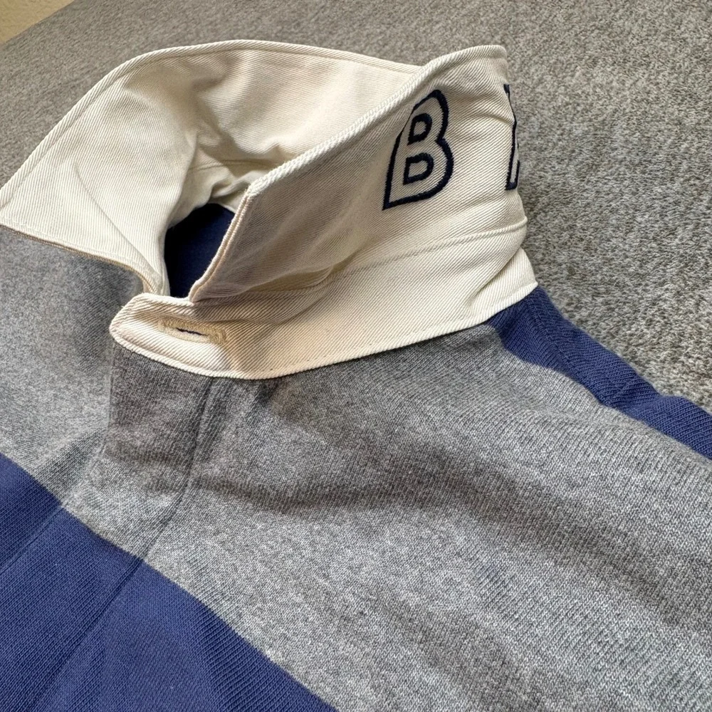 Banana Republic Rugby Shirt Men's Sz S Blue Grey Orange Polo Preppy Heavy Casual
